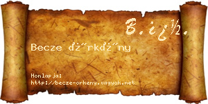Becze Örkény névjegykártya